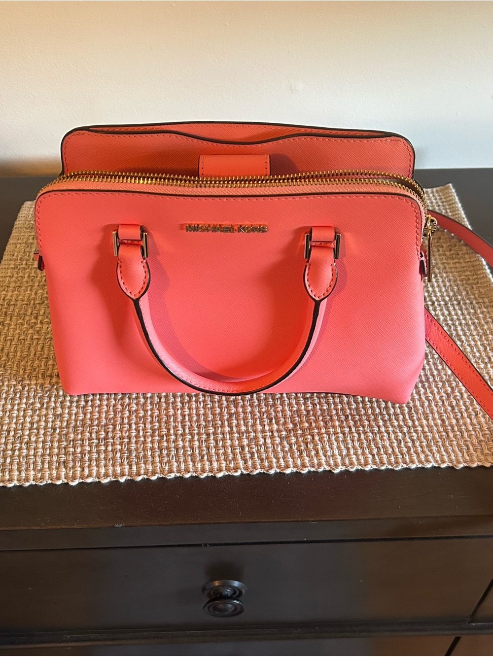 Michael Kors Coral Crossbody Satchel with Gold Hardware